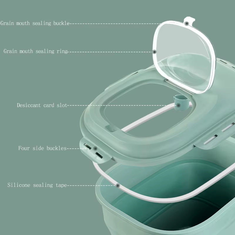 23L Airtight Food Storage Container for Pet Food Dry Cat Food Box Bag Moisture Proof Seal, Measuring Cup Kitten Litter Products