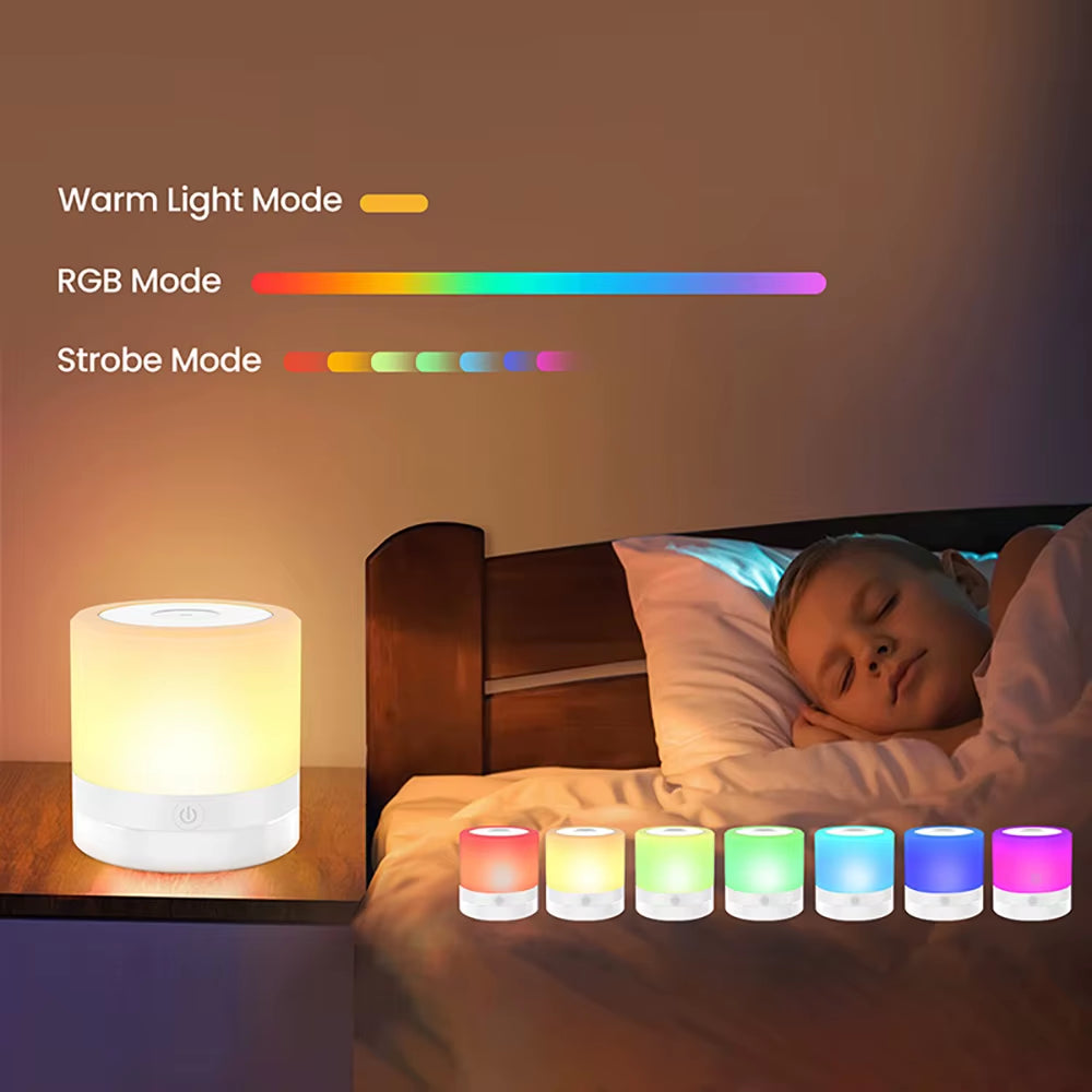 RGB Night Lamp Camping Light Atmosphere Night Lights Bedside Lamps Color Changing Tent with Remote Touch Control for Bedroom Dec