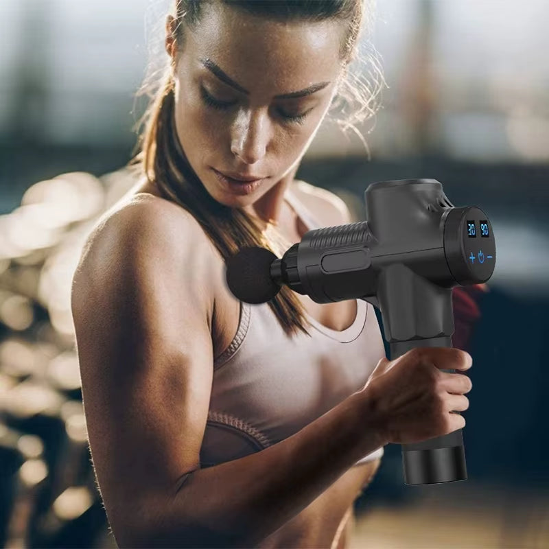 Deep Muscle Massage Gun Electric Percussion Pistol Massager for Body Neck Back Leg Fitness Tool 30 Levels