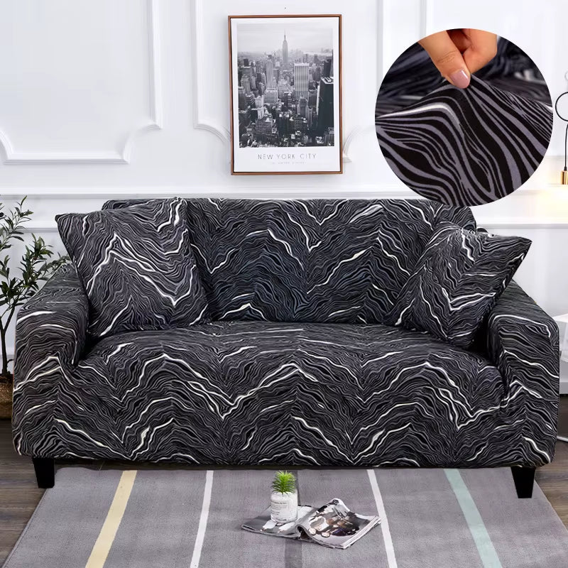 Square Lattice Printed Couch Cover Sofa Cover Elastic Slipcovers for Pets Chaselong Protector L Shape Anti-Dust Machine Washable