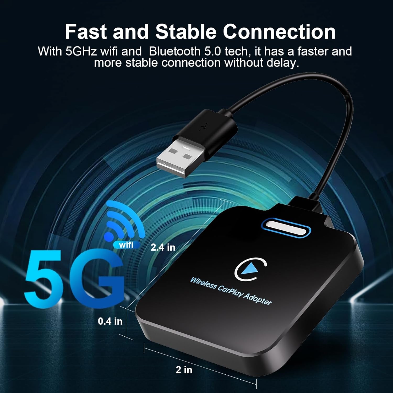 Adaptador Carplay & Android Auto Inalámbrico Para Iphone, Convierte Cable De Fábrica En Dongle Para Control Plug & Play, Compatible Con Coches Desde 2017