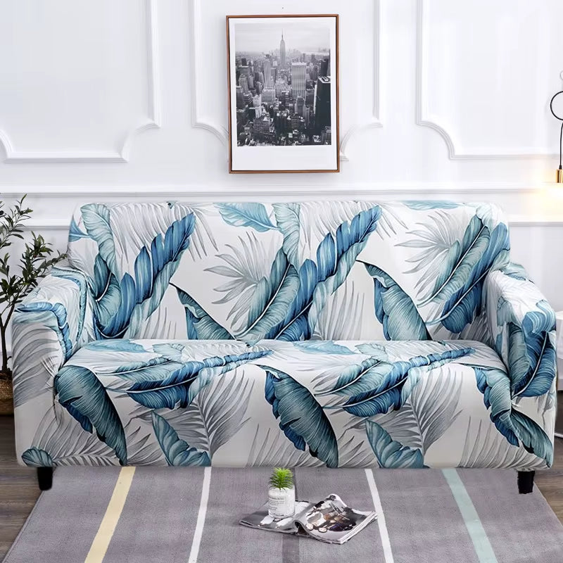 Square Lattice Printed Couch Cover Sofa Cover Elastic Slipcovers for Pets Chaselong Protector L Shape Anti-Dust Machine Washable