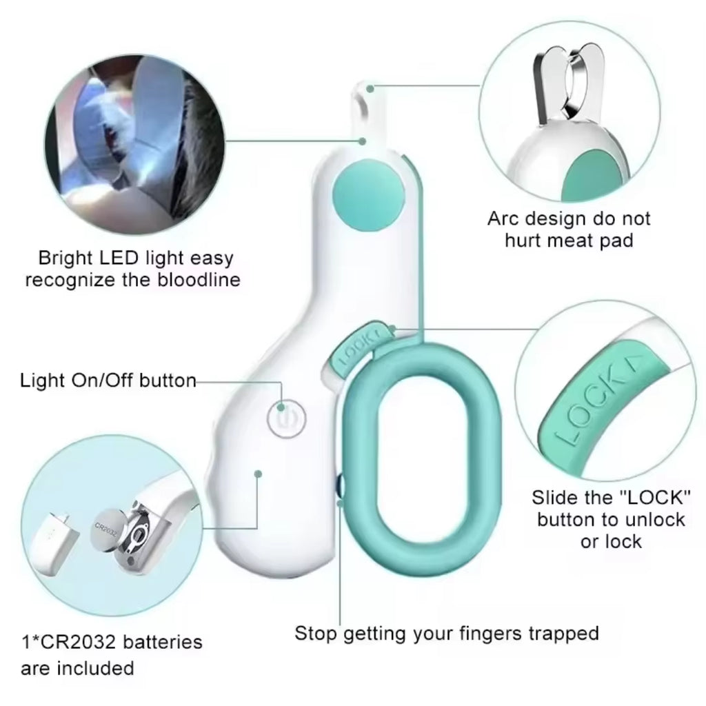 LED Light Cat Dog Nail Clipper Cutter Professional Pet Claw Trimmer with Safety Lock Puppy Kitten Animals Care Grooming Tool Kit