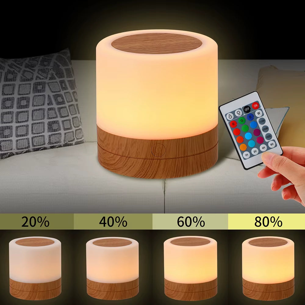 RGB Night Lamp Camping Light Atmosphere Night Lights Bedside Lamps Color Changing Tent with Remote Touch Control for Bedroom Dec