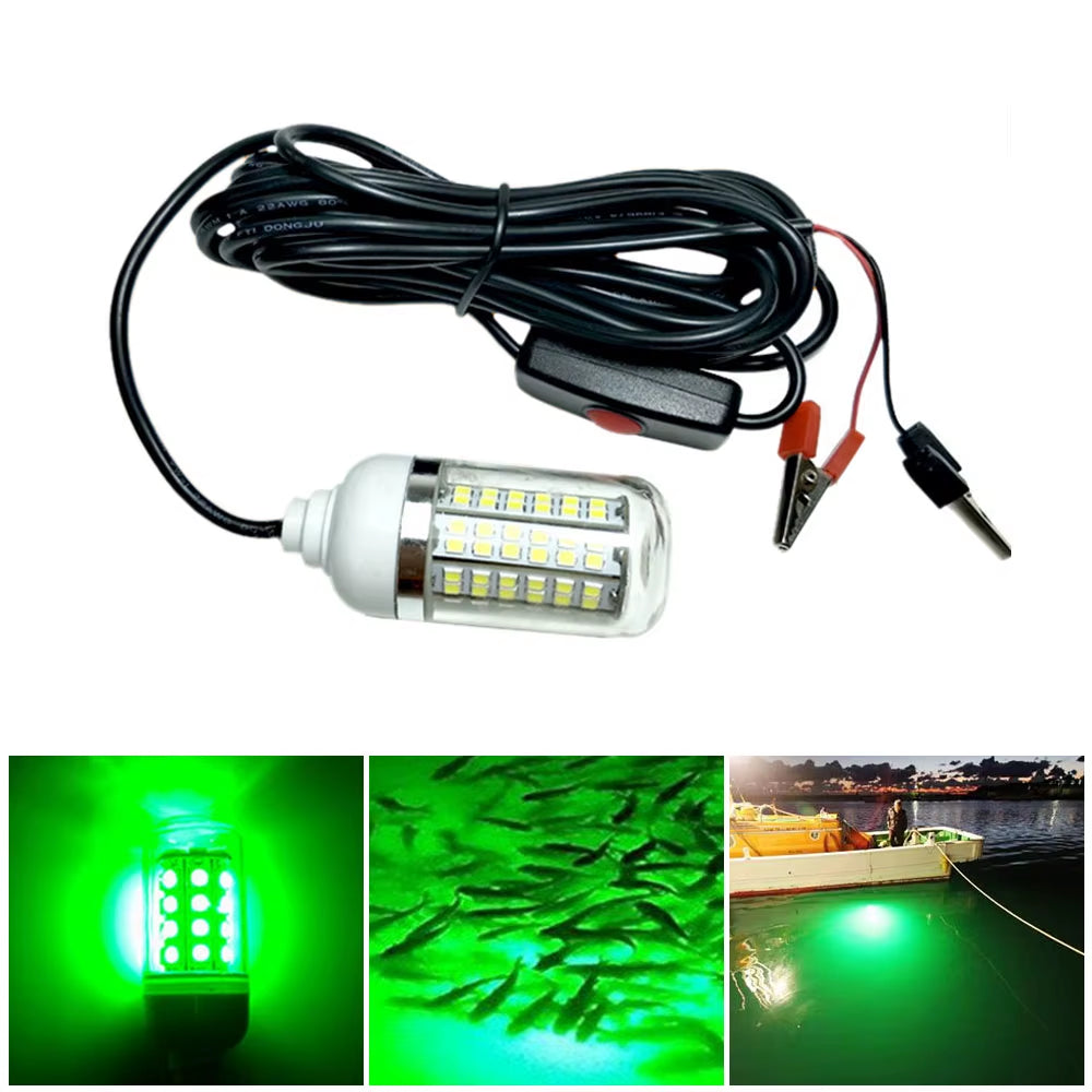 12V LED Fishing Light 100W Ip68 Lure Fish Finder Lamp 108 Leds 2835SMD Attracts Prawns Squid Krill 4 Colors Underwater Lights