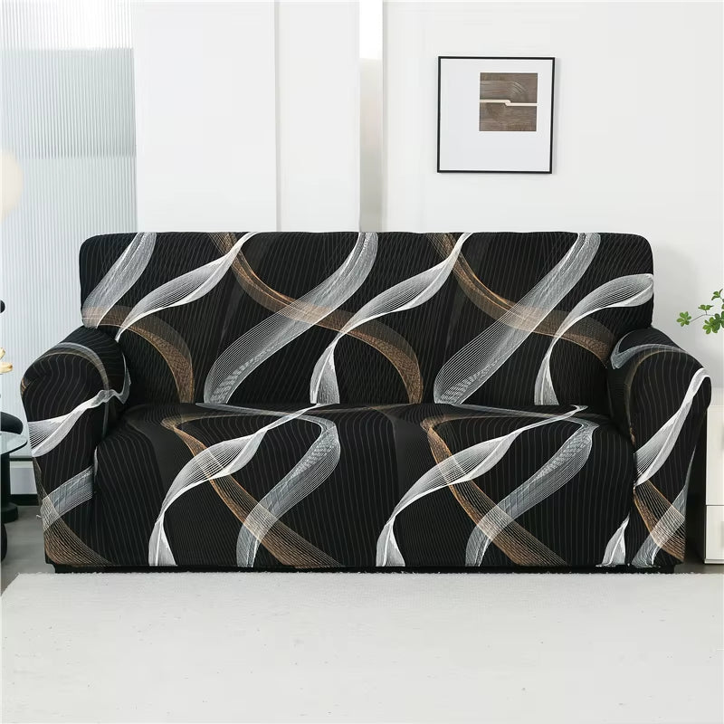 Square Lattice Printed Couch Cover Sofa Cover Elastic Slipcovers for Pets Chaselong Protector L Shape Anti-Dust Machine Washable