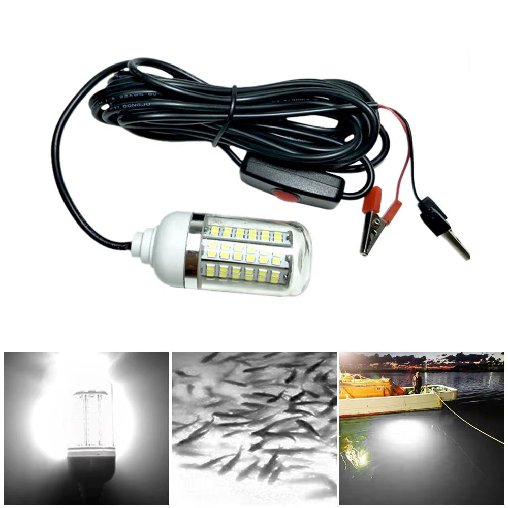 12V LED Fishing Light 100W Ip68 Lure Fish Finder Lamp 108 Leds 2835SMD Attracts Prawns Squid Krill 4 Colors Underwater Lights